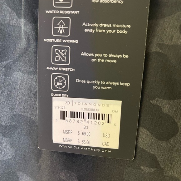 7 Diamonds Cloudbreak Hybrid Short Sz 31 NWT - Picture 4 of 6